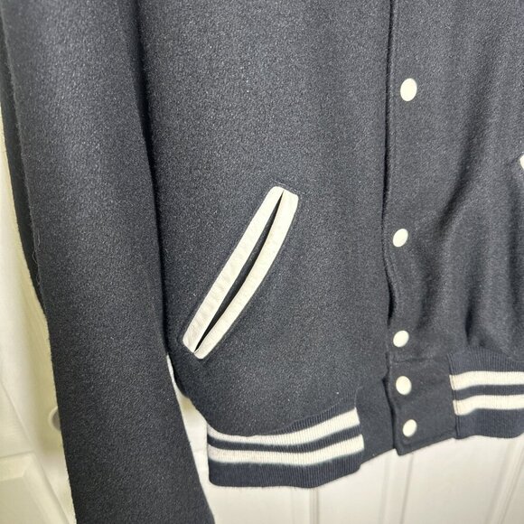 VTG Holloway Mens Large Black Varsity Jacket Original Wool Retro 90s Y2K USA - Picture 6 of 16